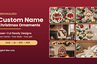 design personalized christmas ornaments with custom names in svg