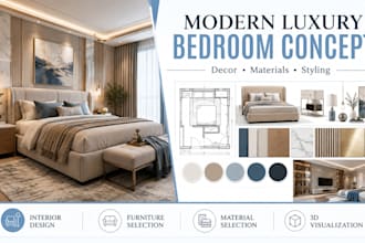 design modern bedroom concept board with bedroom decor and bedroom interior