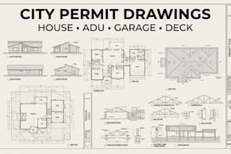 create architectural city permit drawings, floor plans, adu and garage plans