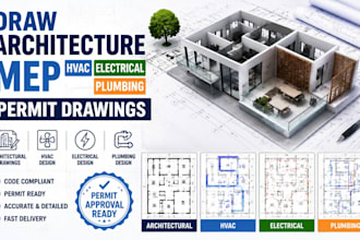draw architecture mep hvac electrical and plumbing permit drawings