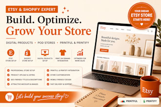 setup etsy shopify digital products mockup design printful printify pod store