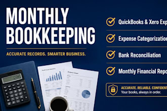 handle monthly bookkeeping and quickbooks virtual accounting