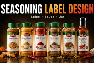do a premium seasoning label design, sauce, spices jar, honey, food in 24 hours