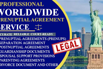 draft prenuptial, postnuptial, marriage agreements and custody agreements