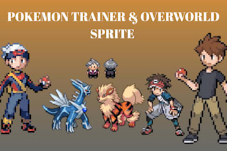 create pokemon pixel art, overworld sprite, fakemon, trainer sprite, game asset