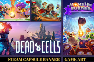 design steam capsule art, game art and game banner, steam artwork, steam banner