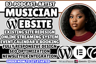 music website, dj website, artist website,  musician website, podcast website,