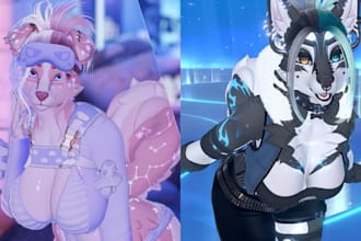 create custom vrchat avatar, vrc avatar, furry avatar, VR character, nsfw avatar