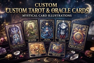 create custom tarot cards, oracle deck and mystical card illustrations