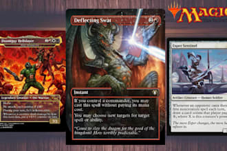 design custom mtg card, tcg card illustration, pokemon, yugioh, board game