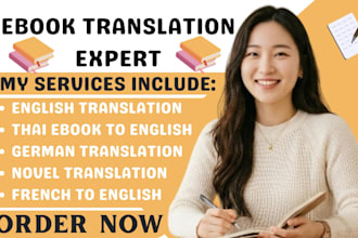 tanslate you ebook from chinese to english, thai translation, german translation