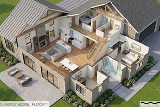 create a 3d floor plan in chief architect, 3d house design and rendering