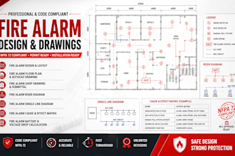 design fire alarm layout, shop drawing and riser diagram