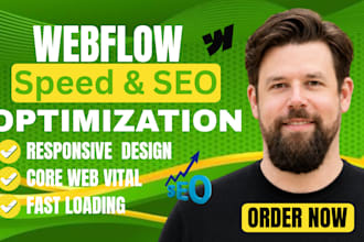 optimize webflow website speed, SEO, core web vitals and page speed performance