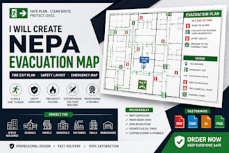 create nepa evacuation map fire exit plan safety layout emergency map