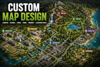 design 2d or 3d isometric campus, school, trail, park, tourist and location maps