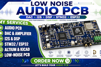 low noise audio pcb design with dac, amplifier, i2s dsp stm32 esp32 altium kicad