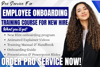 create corporate employee onboarding program, training manual, elearning course