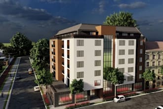 revamp luxury apartment external, muiti floor building design,streetscape render
