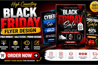 design professional black friday flyers, cyber monday sale banners