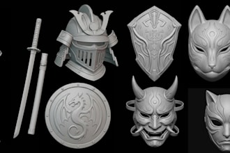design custom 3d mask, 3d helmet, anime cosplay mask, stl for 3d printing