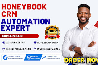 setup honeybook CRM, automations, contracts, invoices and client workflows
