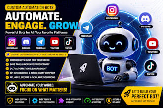create automation bots for instagram, discord, telegram, youtube, tiktok bot
