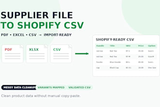 convert vendor files to shopify CSV