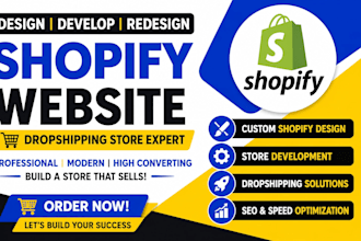 design shopify website development redesign shopify dropshipping store expert