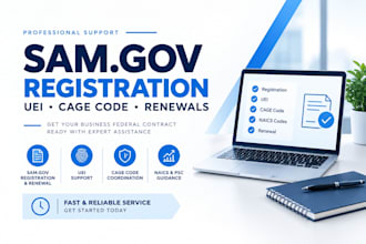 assist with samgov registration, uei, cage code, and renewal