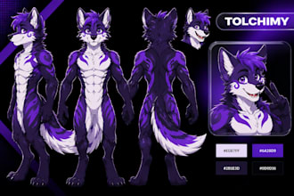 create furry reference sheet, fursona, furry oc and character design ref sheet