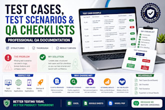 write test cases test scenarios and QA checklist for your software