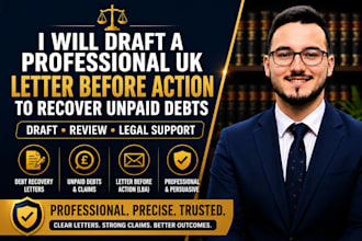 draft a professional uk letter before action to recover unpaid debts
