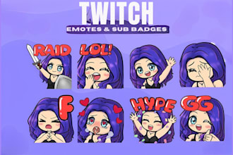 do custom twitch emotes discord kick emotes sub badges chibi emotes for streamer