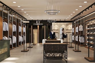 render3dmen boutique interior,luxury retail store,clothing rack,closet showroom