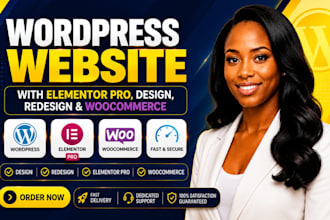 build wordpress website with elementor pro design redesign and woocommerce