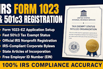 submit irs form 1023 ez register nonprofit setup plus 501c3 tax nonprofit bylaws