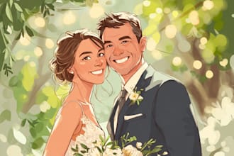 couple portrait wedding portrait illustration