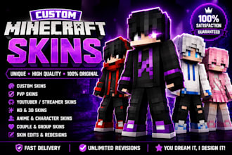 design your custom minecraft skins, hd, 3d, pvp, anime, roleplay, and character
