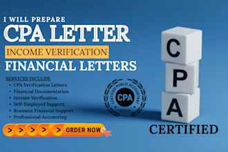 provide professional CPA letters and financial verification