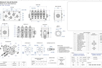 design hydraulic valve block cad, cartridge valve and step stl files