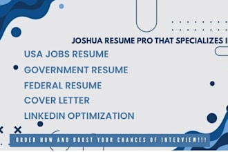 do usa job, government, and federal resume