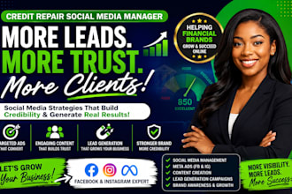 be your credit repair social media manager for debt settlement, lead generation