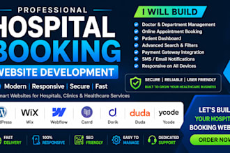 setup wordpres  wix webflow carrd dorik duda ycode hospital booking website