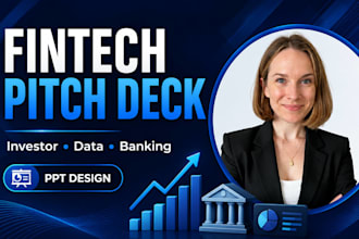 design fintech pitch deck, investor deck, financial data and digital banking ppt