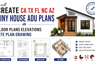 ca tx fl nc az tiny house adu plans floor plans elevations site plan drawing