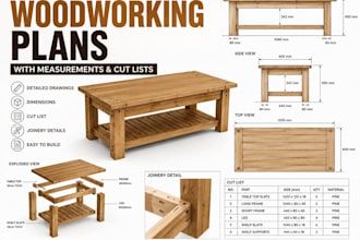 create detailed woodworking plans with measurements and cut lists