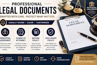 draft prenuptial agreement, power of attorney, refund policy, disclaimer policy