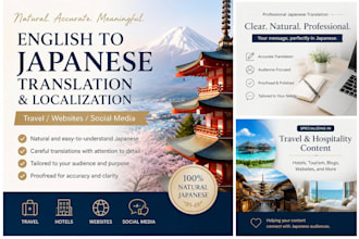 translate english to natural japanese for travel, websites, and social me