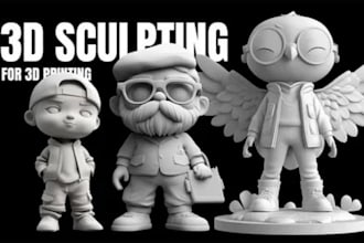 sculpt 3d character in zbrush for 3d printing, figurines and stl modeling
